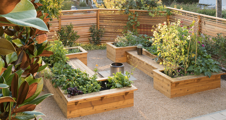 Built-in Raised Garden Beds for Gardening